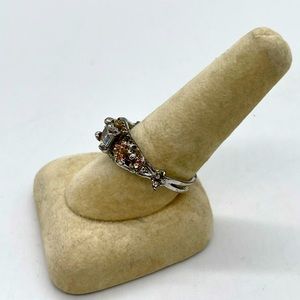 Cubic Zirconia with Rhinestones on Silver Tone Size 12